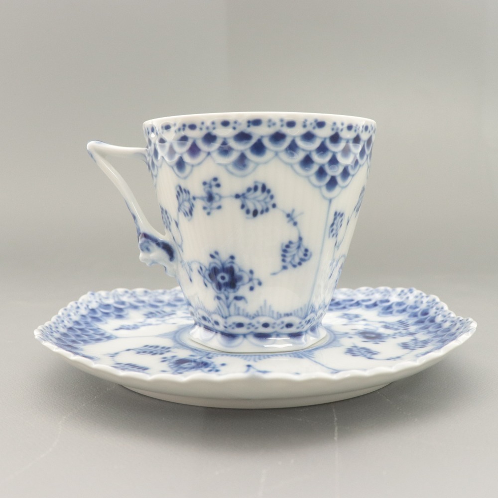 # Royal Copenhagen cup & блюдце 1 комплект 1/1036b крыша Roo tedo полный гонки чайная чашка маленькая тарелка общая длина 9.1cm 14.1cm белый голубой 