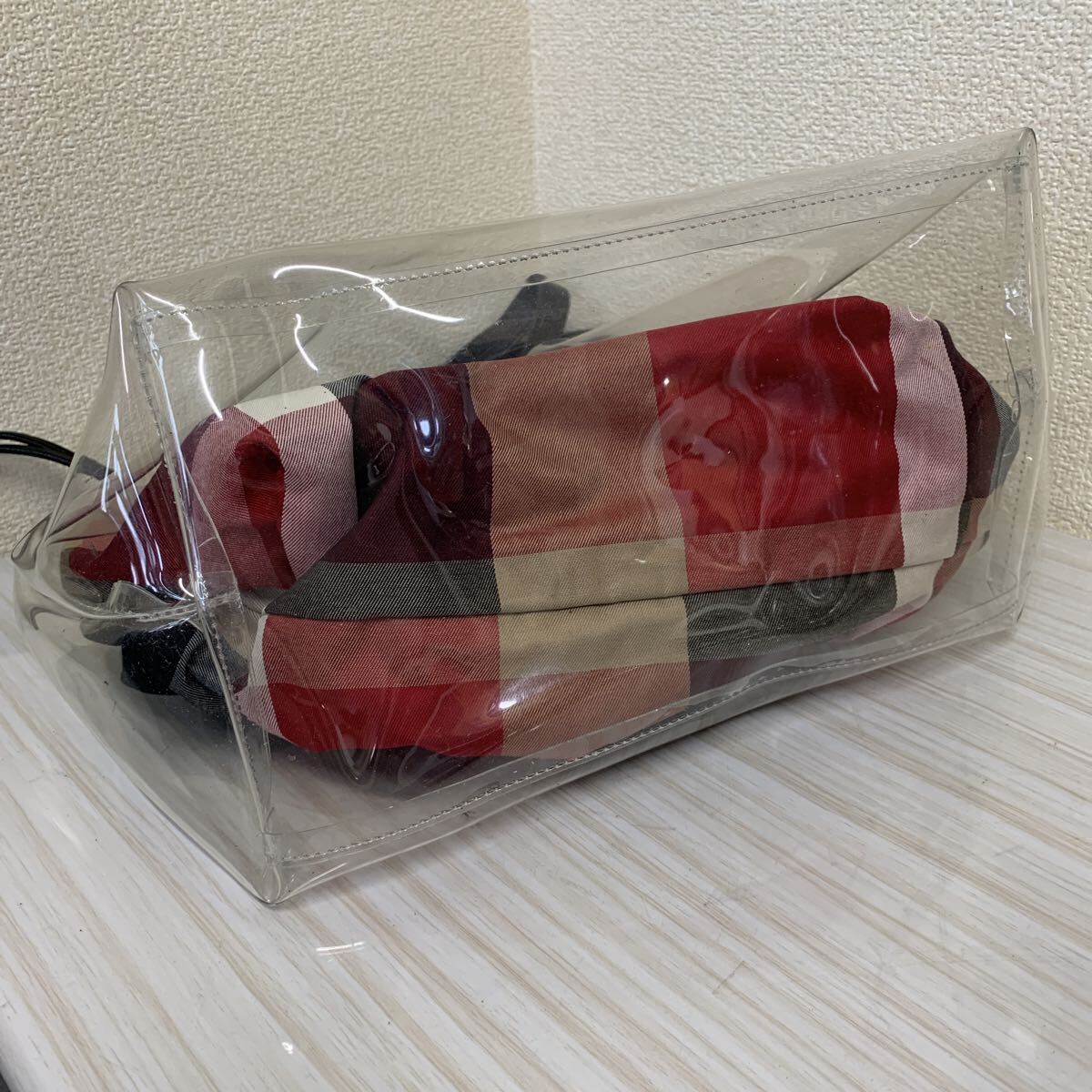 =202 BLUELABEL ブルーレーベルクレストブリッジ ハンドバッグ 2点まとめ チェック 巾着 クリア レザー_画像4