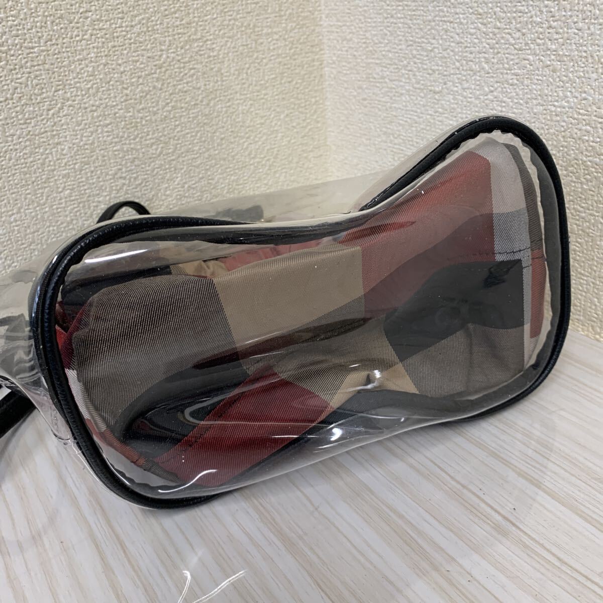 =202 BLUELABEL ブルーレーベルクレストブリッジ ハンドバッグ 2点まとめ チェック 巾着 クリア レザー_画像9