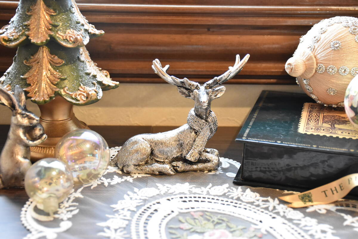 PAY4・HA9*シルバー*フォレスト*ディアー*トナカイ*オブジェ*アンティーク調*シャビ―シック*クラシック*飾り*ハルモニア*置物*小物*鹿_画像1