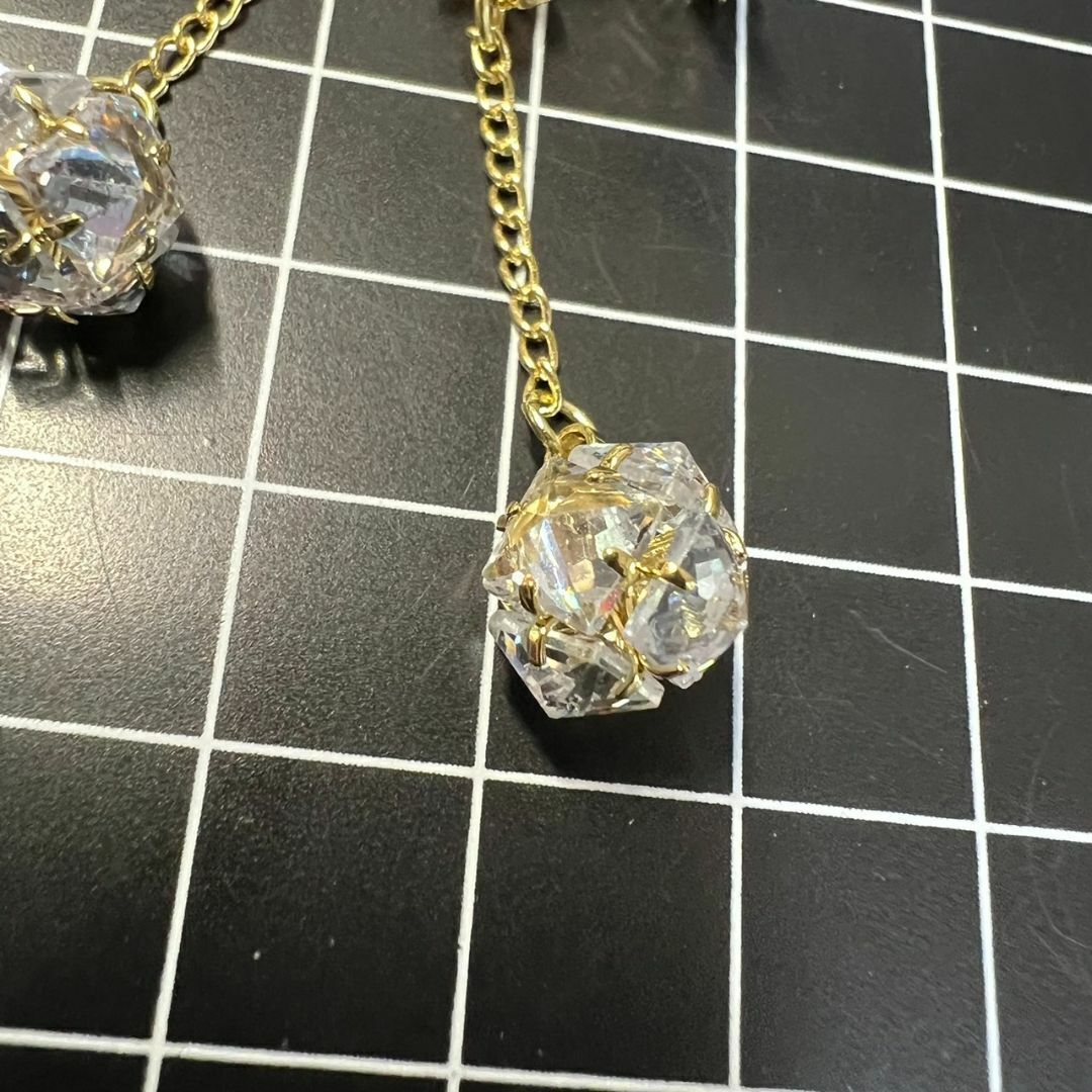 B336 匿名配送 ロングピアス レディース クリスタルボール フラワー 花 ジルコニア スタッドピアス 2Way ゴールド s925 可愛い 揺れる_画像7