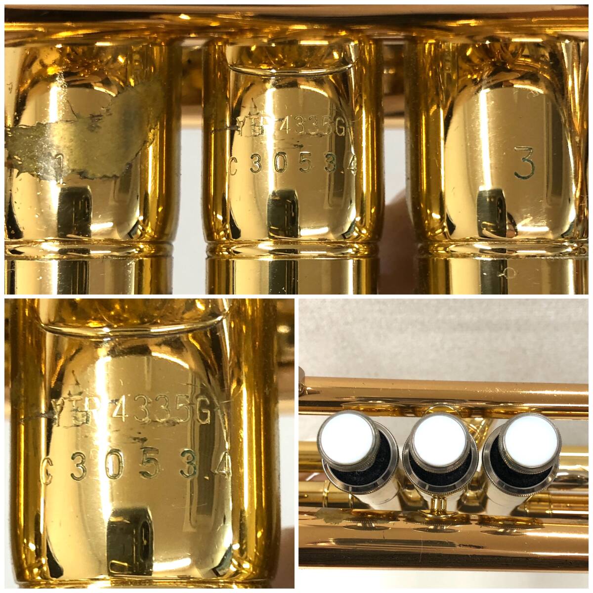 TY2804■【動作未確認】YAMAHA ヤマハ トランペット YTR 4335G C30534 マウスピース 2点 ノースフェイス ハードケース付き 管楽器_画像7