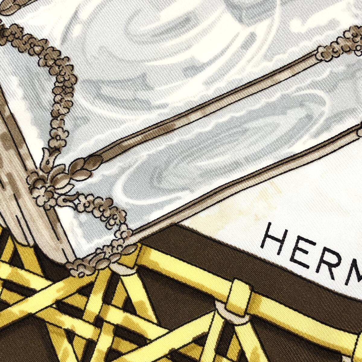 TY2807■HERMES エルメス スカーフ カレ90 Feux de Route フゥ ドゥ ルート大判スカーフ ファッション小物 ブラウン系 ※タグなし_画像9