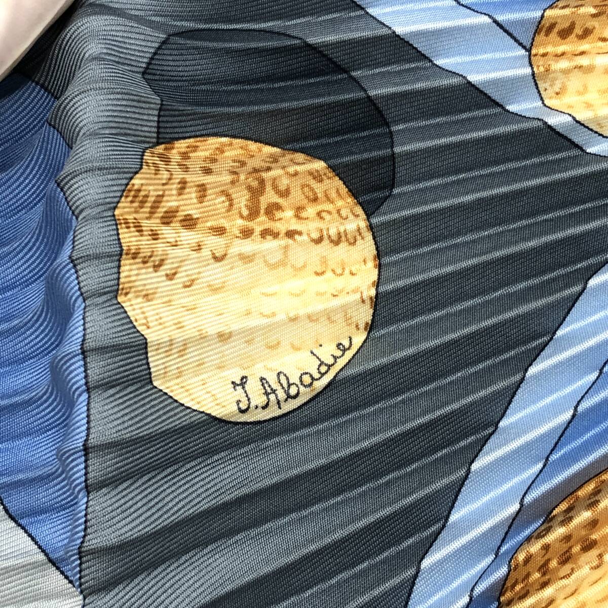 GP96■HERMES エルメス プリーツ カレ スカーフ 箱あり ゴルフ ブルー系 ファッション 小物 SWING スイング_画像9