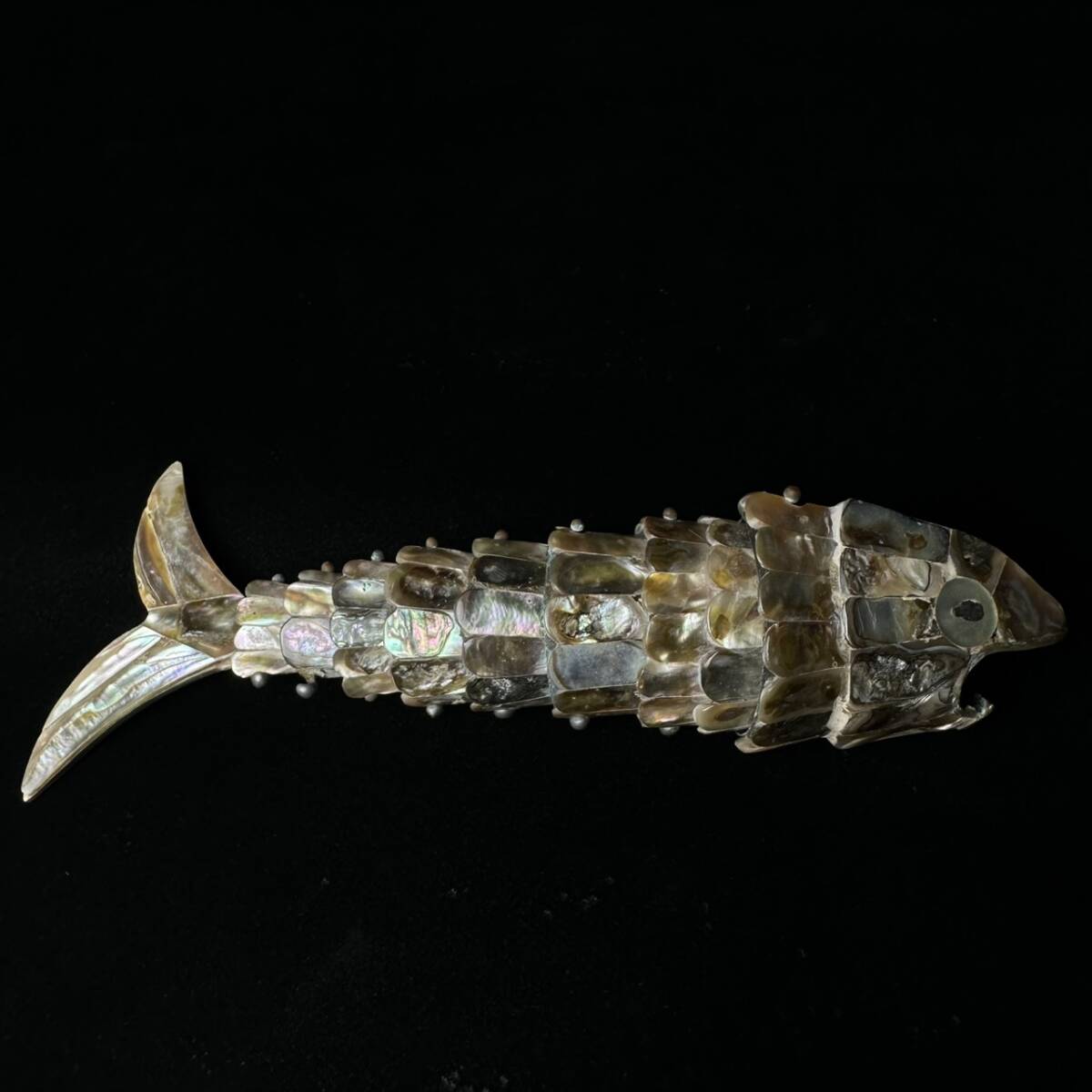 コレクター買取品 螺鈿 貝細工 魚 オブジェ アンティーク雑貨 インテリア小物 飾物 置物 時代物_画像7