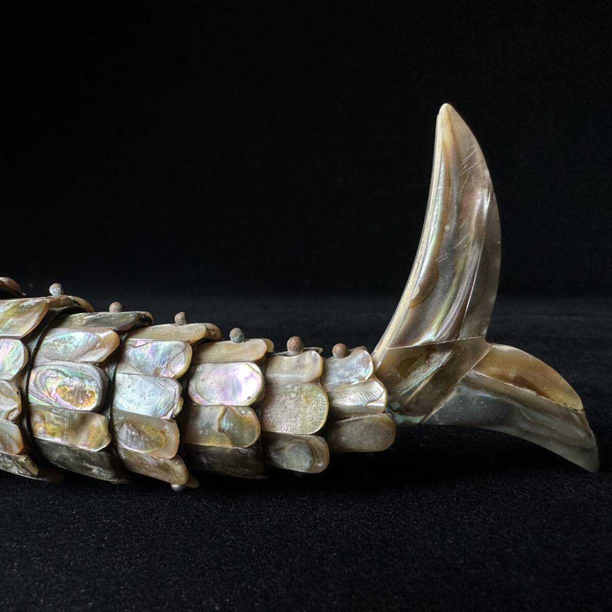 コレクター買取品 螺鈿 貝細工 魚 オブジェ アンティーク雑貨 インテリア小物 飾物 置物 時代物_画像4