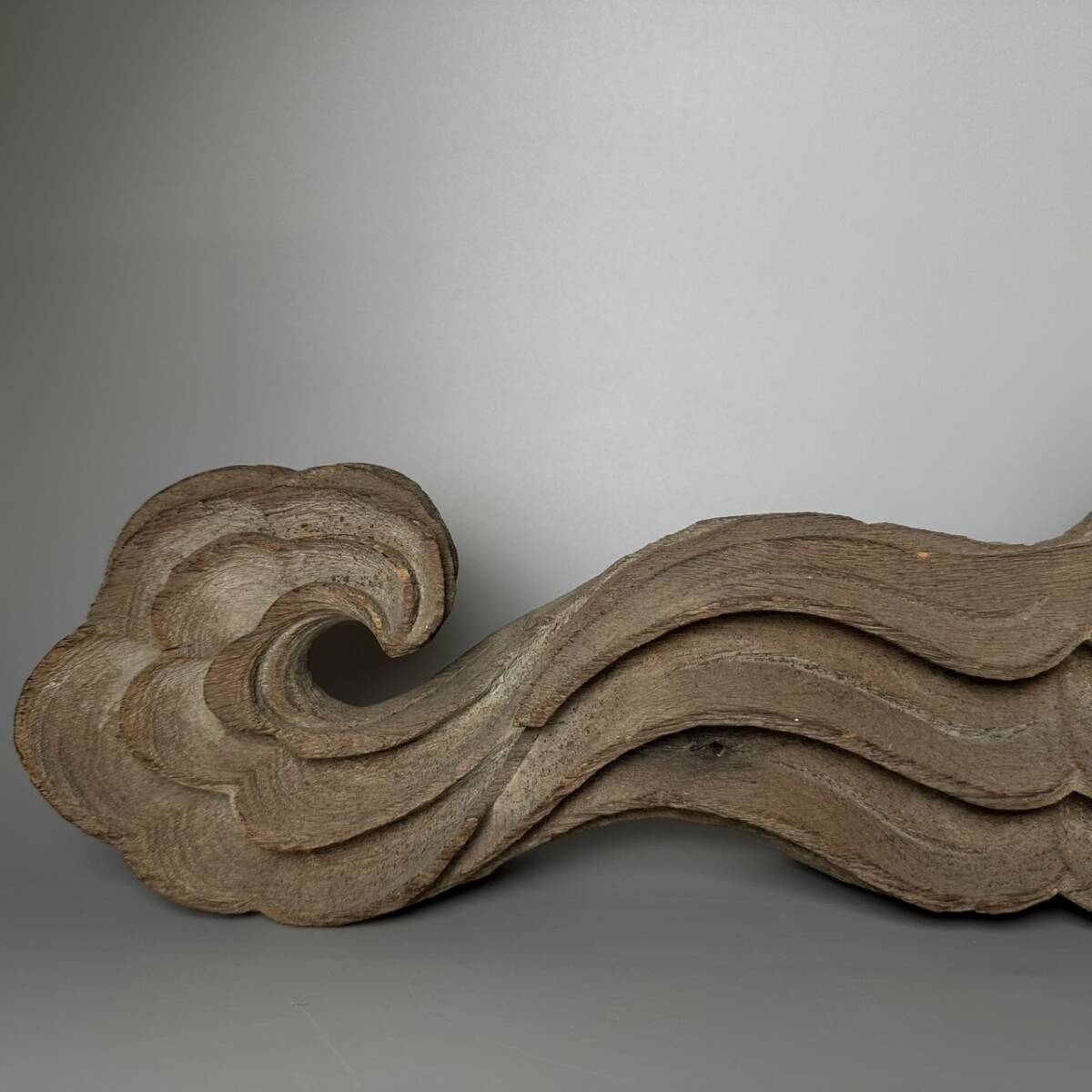 コレクター買取品 仏教美術 江戸期 木鼻 木彫 木造 一対 雲板彫刻 木製 飾物 置物 時代物_画像6