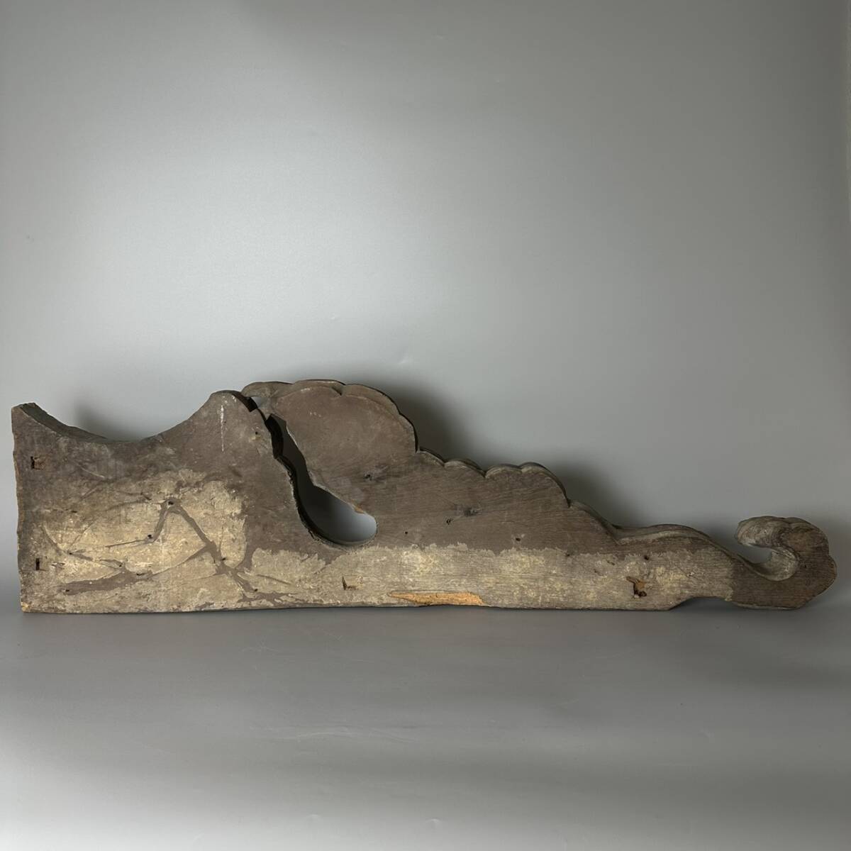 コレクター買取品 仏教美術 江戸期 木鼻 木彫 木造 一対 雲板彫刻 木製 飾物 置物 時代物_画像9