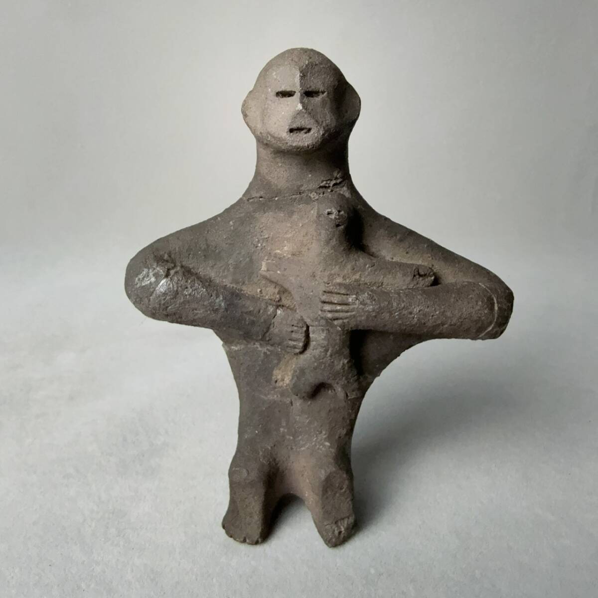 長崎県旧家藏台湾原住民 タオ族土偶 土製人形一対　木箱付　（素焼人形）_画像5