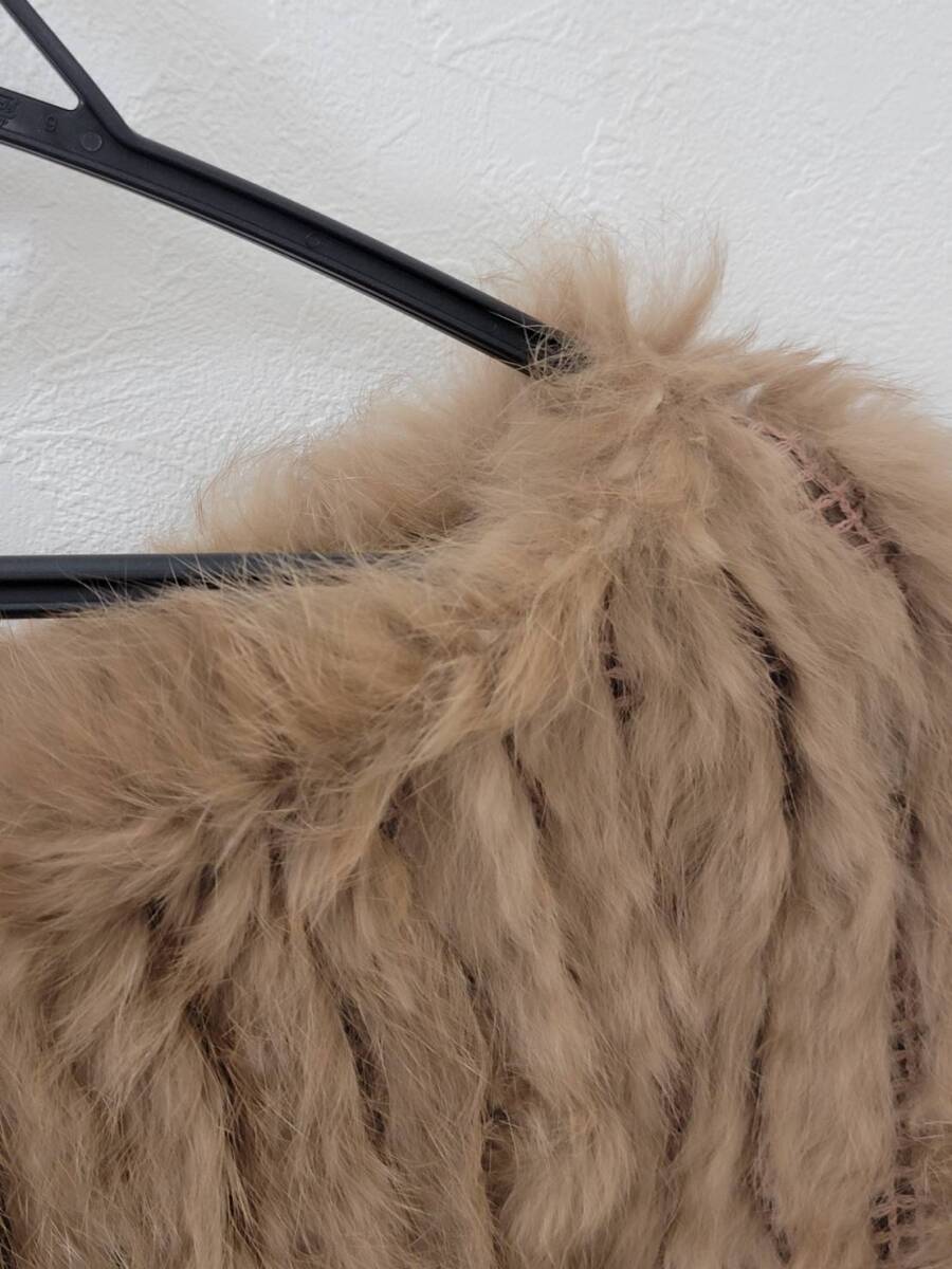 【GT0161】1円スタート 毛皮 ポンチョ ブラウン 茶色 冬 服 セール 希少 オシャレ ファッション ラビット レディース 絹 _画像9