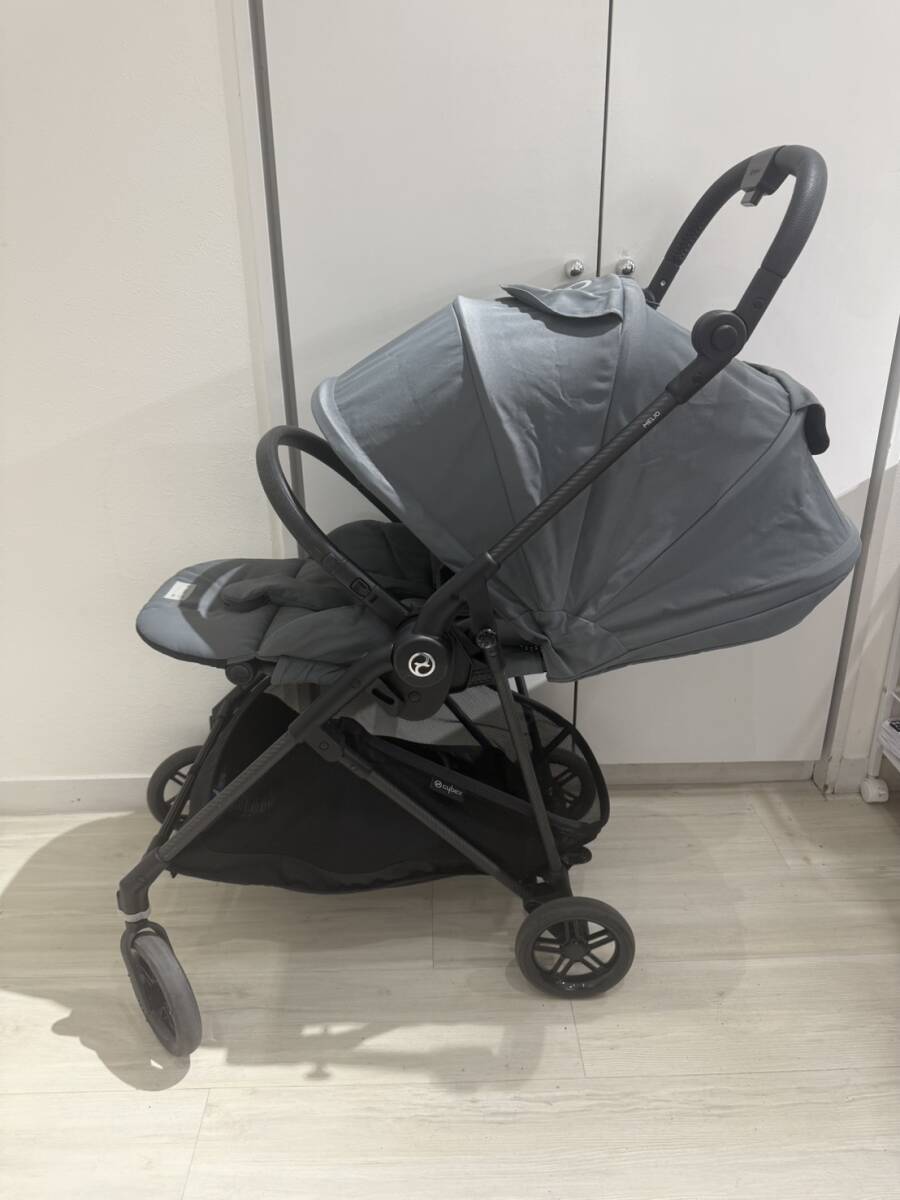 【GT0157】1円スタート Cybex/サイベックス　A型ベビーカー　Melio Carbon/メリオカーボン JP B Soho Grey 子供用品 ジュニア 赤ちゃん _画像3
