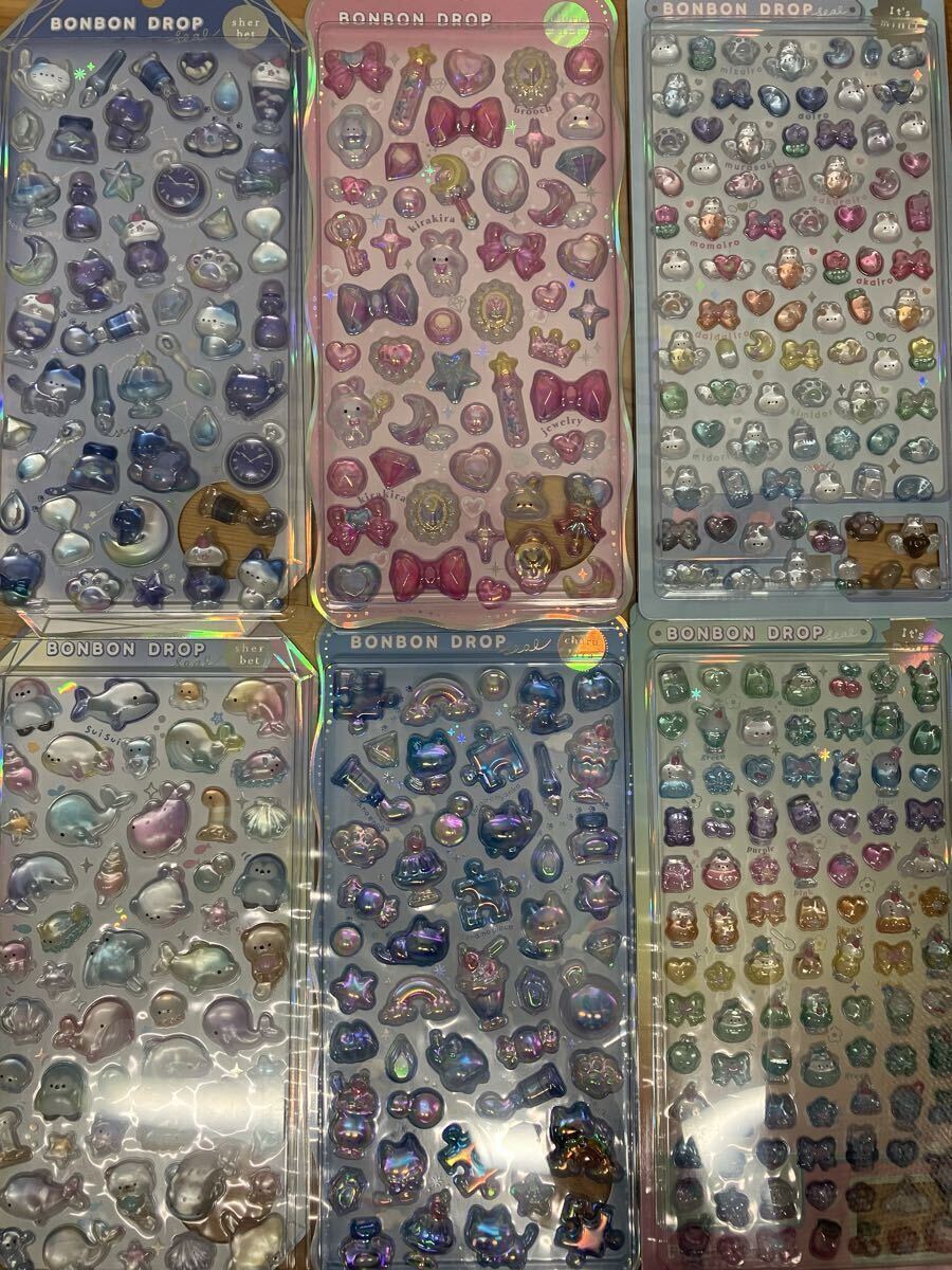 未開封 BONBON DROP ボンボンドロップシール 6枚セット クーリア シャーベット ちゅるキラ ミニ _画像2