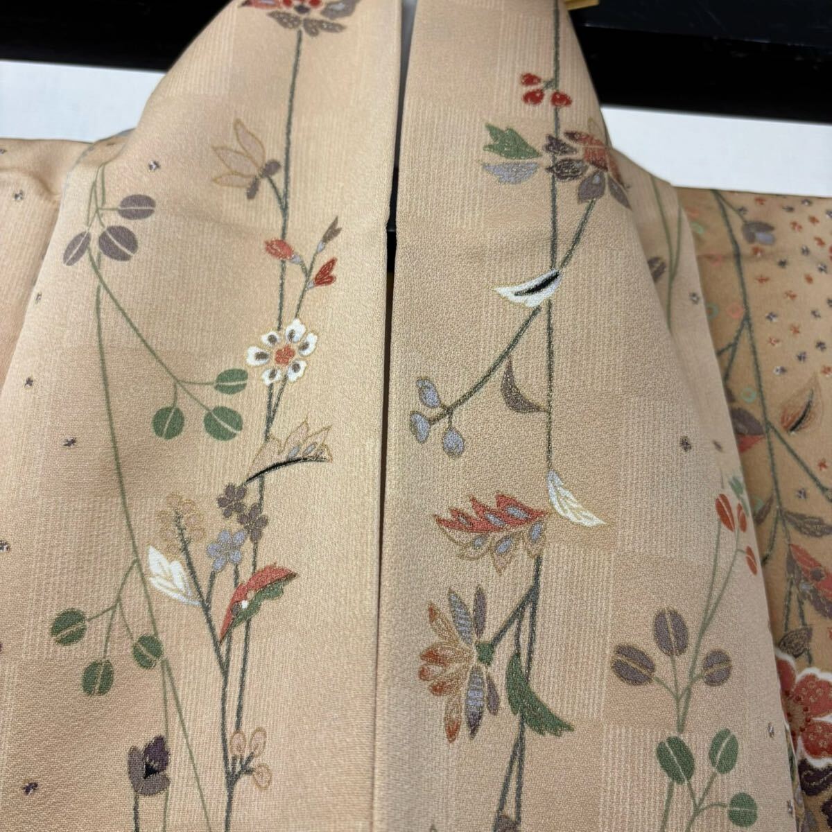 小紋 正絹 裄66 縦に美しい花染め着物 F-821_画像6