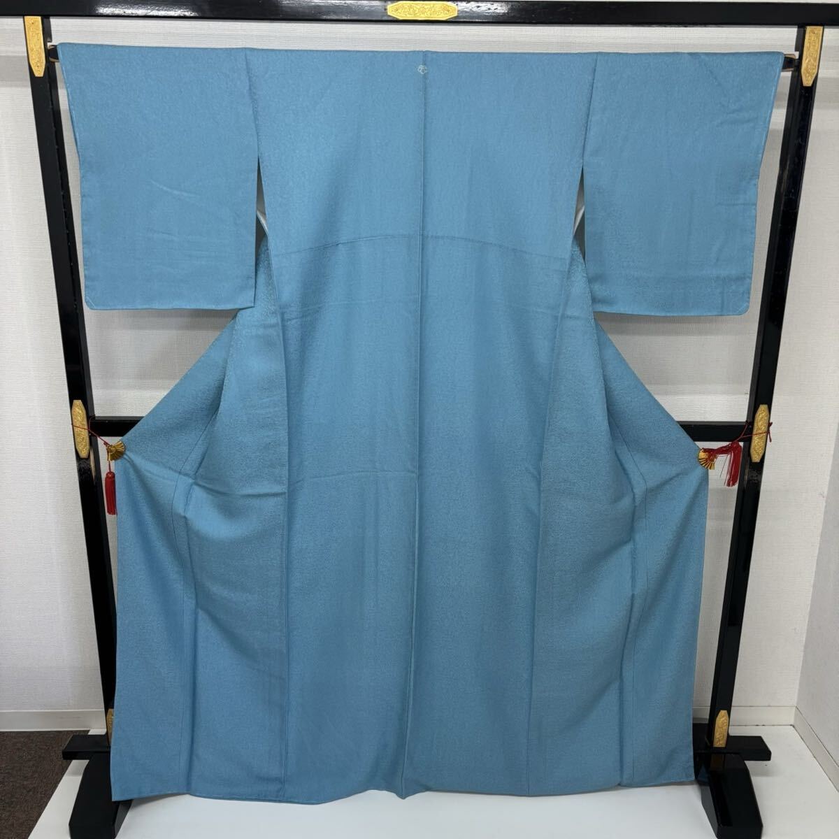 色無地 正絹 裄67 堅牢染 一つ紋 着物 F-830_画像3