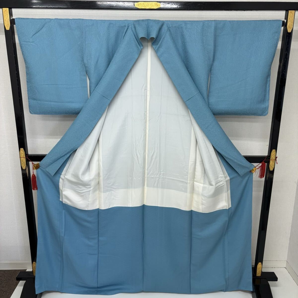 色無地 正絹 裄67 堅牢染 一つ紋 着物 F-830_画像5