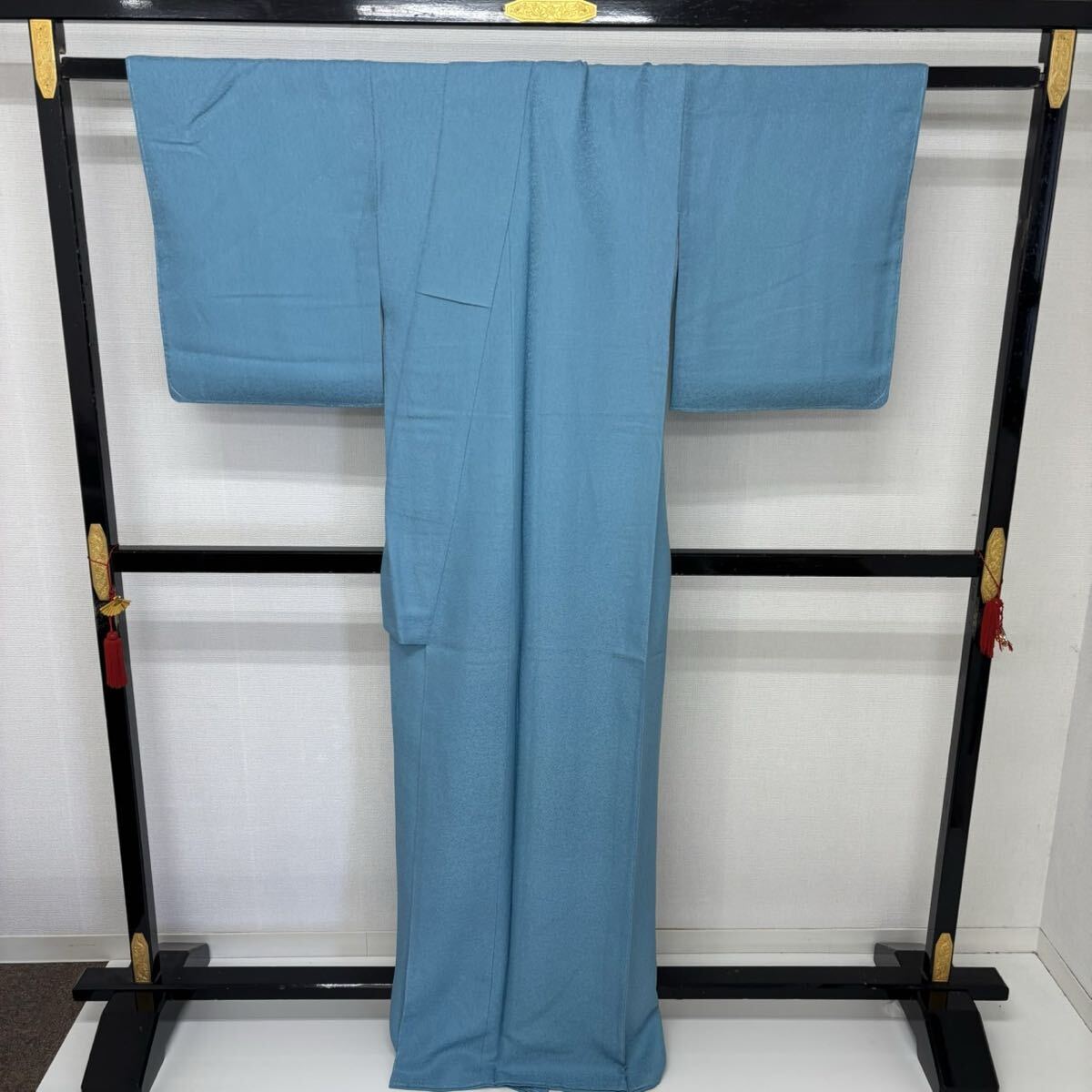 色無地 正絹 裄67 堅牢染 一つ紋 着物 F-830_画像8