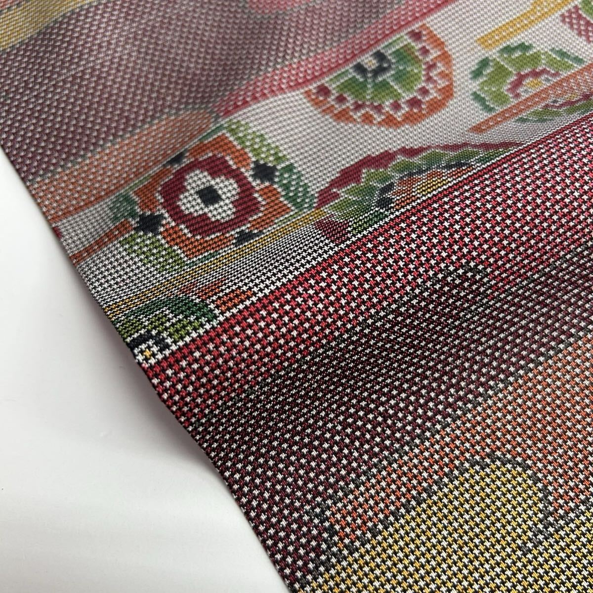 本場大島紬 正絹 霞に美しい花 絣柄 着物 F-1148の画像3