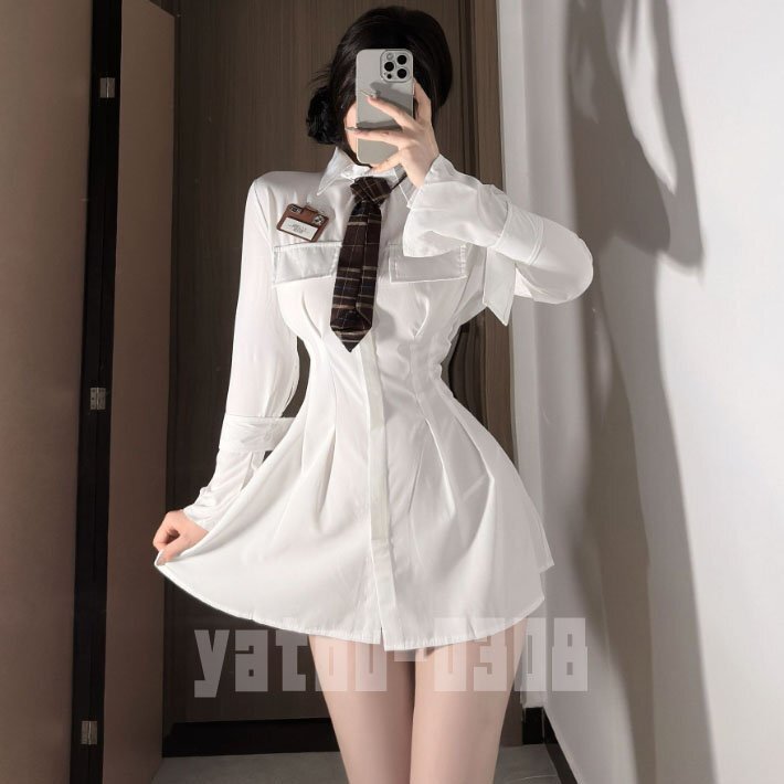 H776　コスプレウェア　誘惑　学生服　ワンピース　ネクタイ　ネームプレート　ミニスカート　セクシーランジェリー　ナイトウェア　_画像5