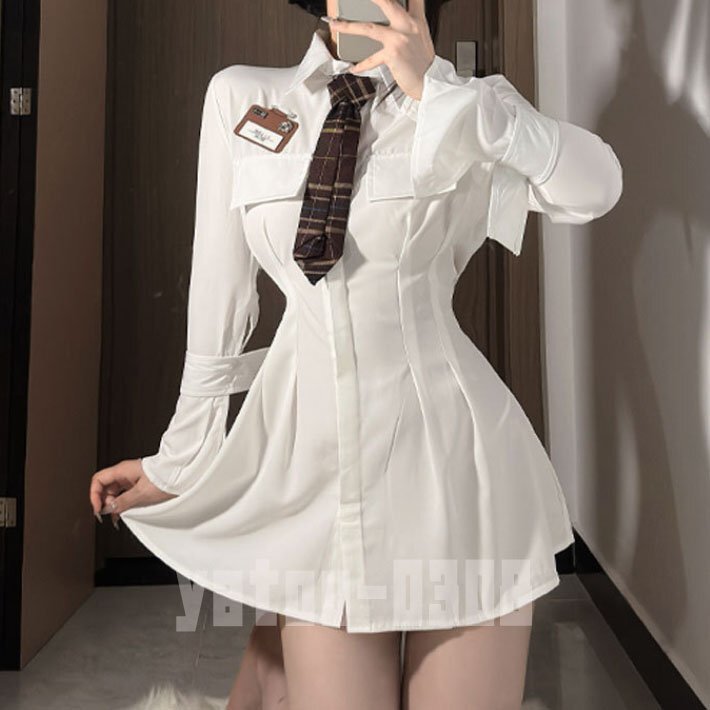 H776　コスプレウェア　誘惑　学生服　ワンピース　ネクタイ　ネームプレート　ミニスカート　セクシーランジェリー　ナイトウェア　_画像2