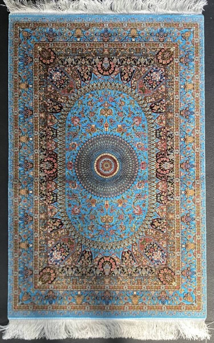 最高級希少作 ペルシャ絨毯 イラン クム産 シルク100% 手編み 289万ノット 約101×151cm #06_画像2