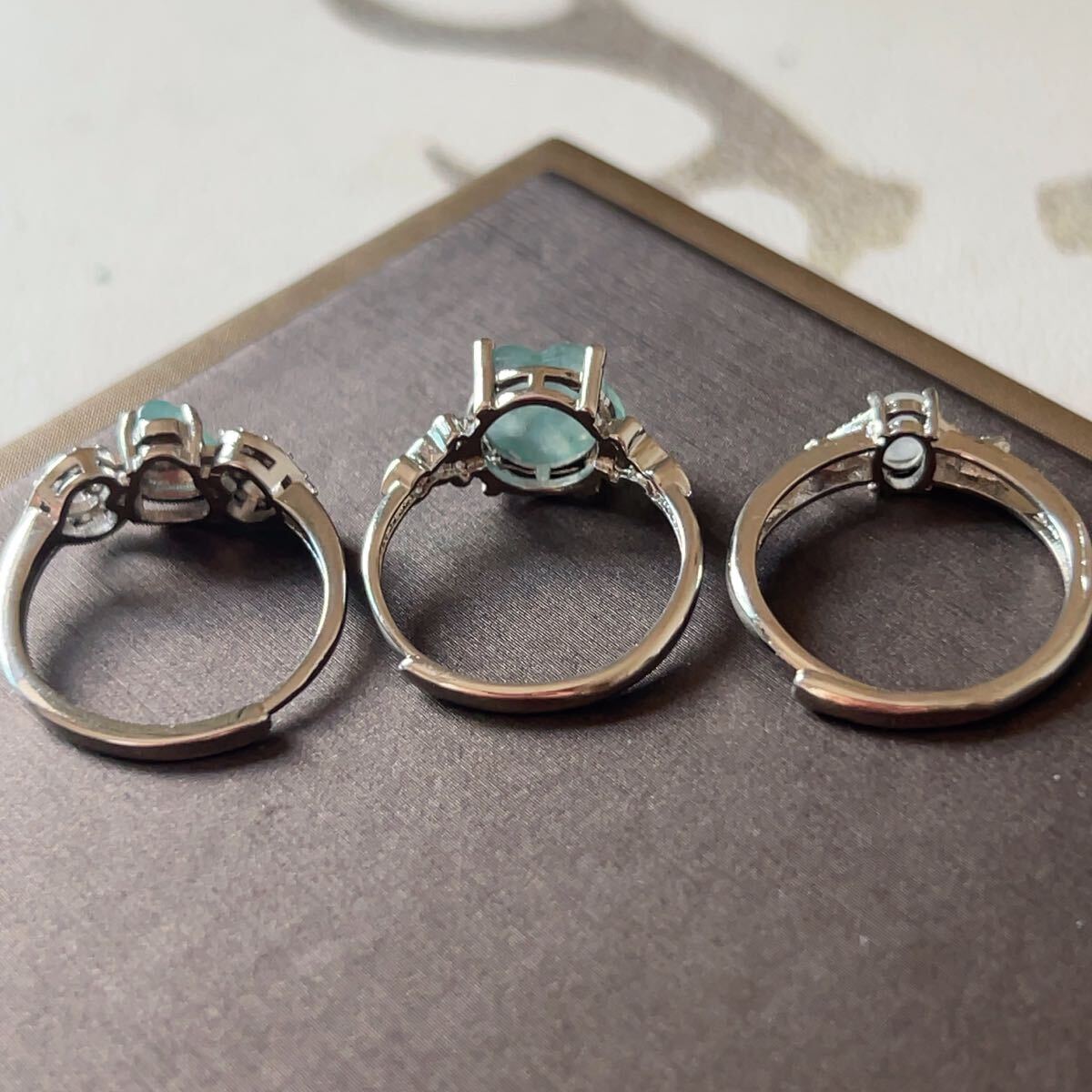 まとめ◇ジェイド(本翡翠)◇指輪◇リング3点セット◇翡翠・ヒスイ◇高品質◇天然石◇パワーストーン◇巾着袋付◇プレゼント035S111005_画像3