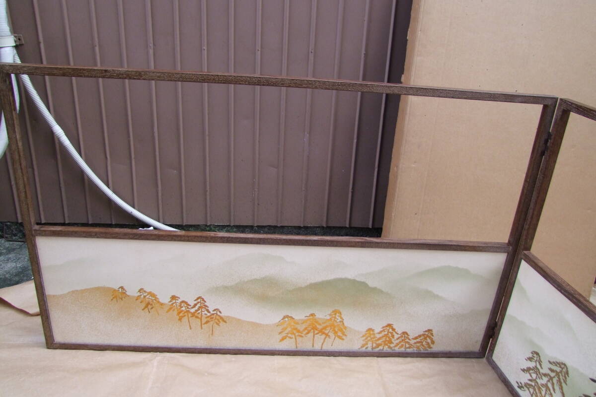 茶道具 桑上透し 風炉先屏風 松　金彩_画像2