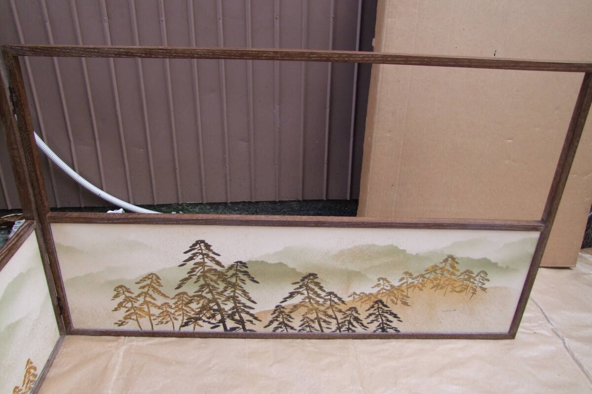 茶道具 桑上透し 風炉先屏風 松　金彩_画像4