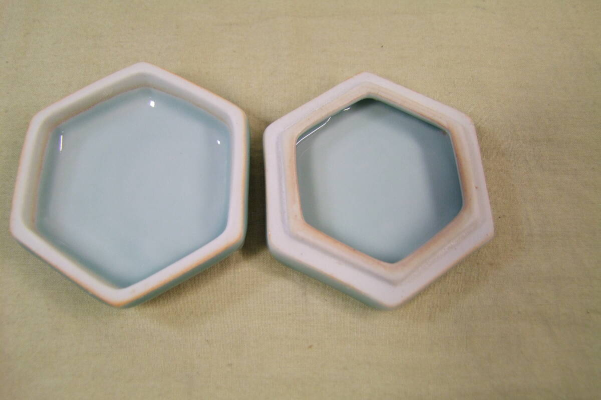 茶道具　鍋島青磁　市川光山作　天然砧青磁　香合・建_画像7