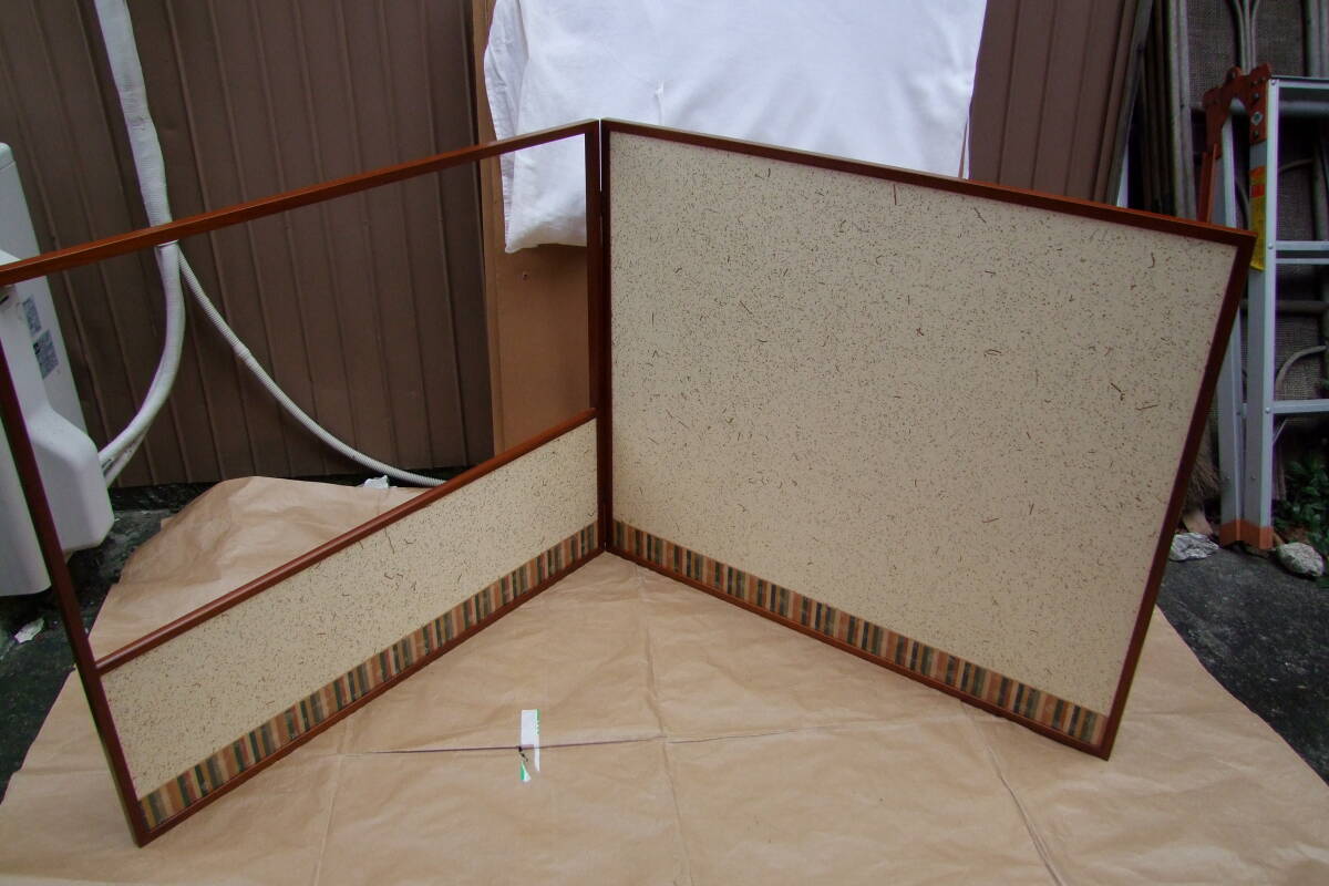 茶道具　風炉先屏風　摺漆縁　片落　利休梅　砂子伊予スダレ　_画像7