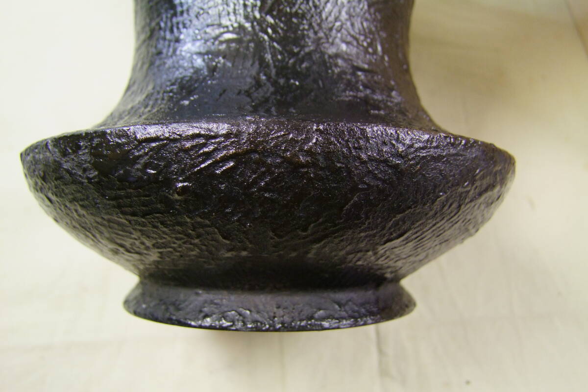 華道具　中光造　好　是鶴堂　古鏡形唐銅花器　松月堂古流書付　共箱_画像5