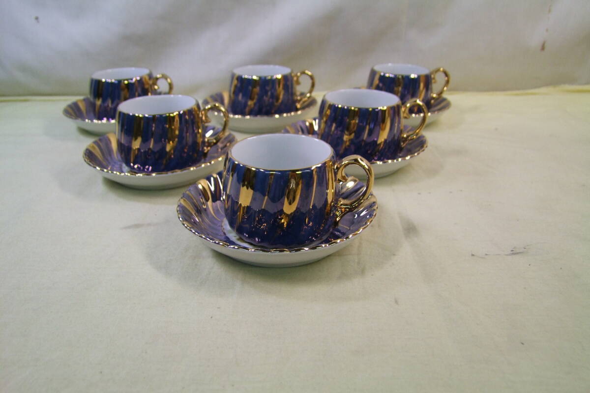  большой . керамика cup & блюдце 6 покупатель ( меньше ) золотая краска 