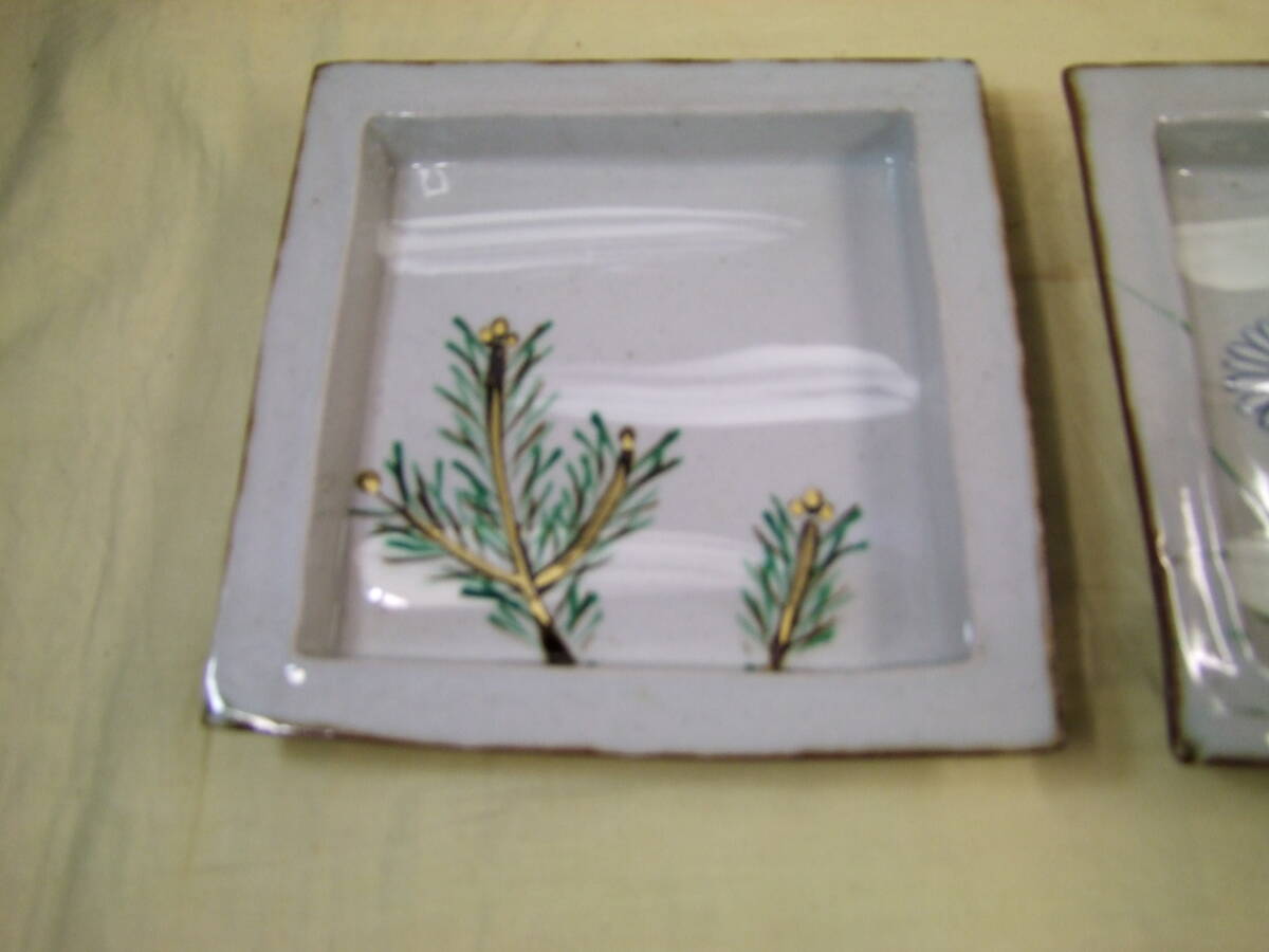 加藤卓男　幸兵衛窯　絵替　四方皿　２箱（４種・４枚）金彩　_画像4
