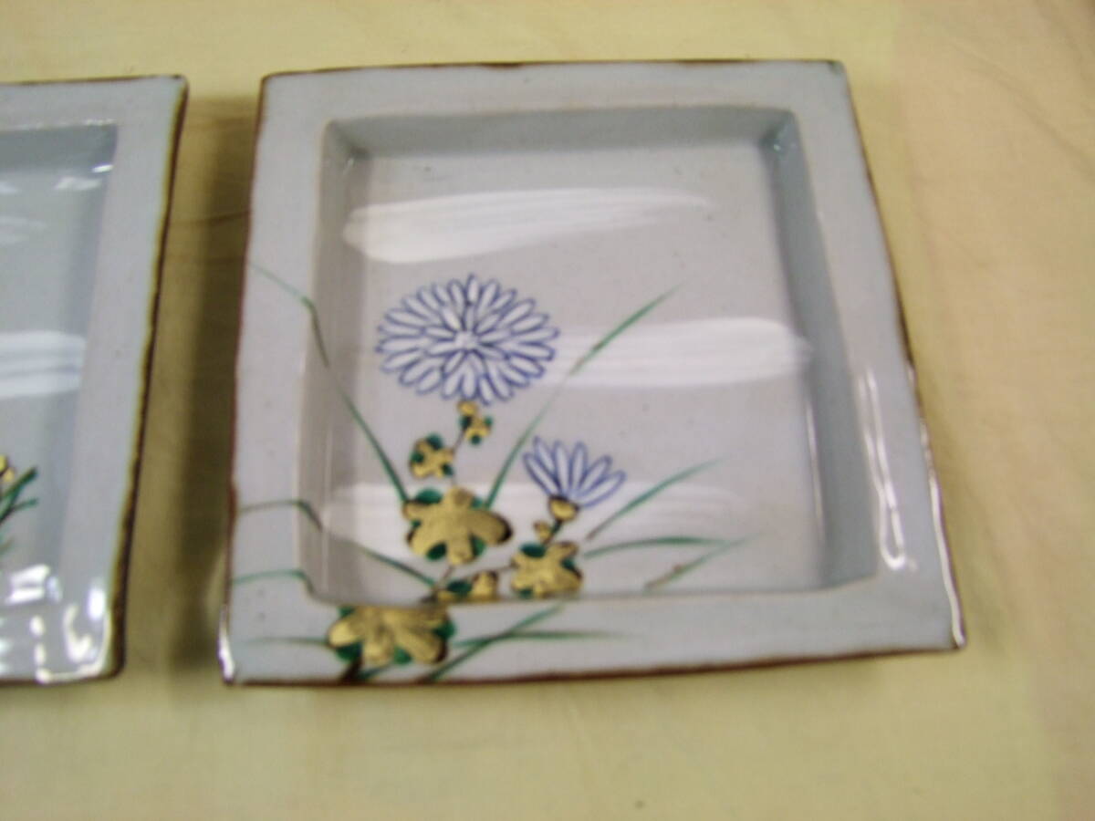 加藤卓男　幸兵衛窯　絵替　四方皿　２箱（４種・４枚）金彩　_画像5