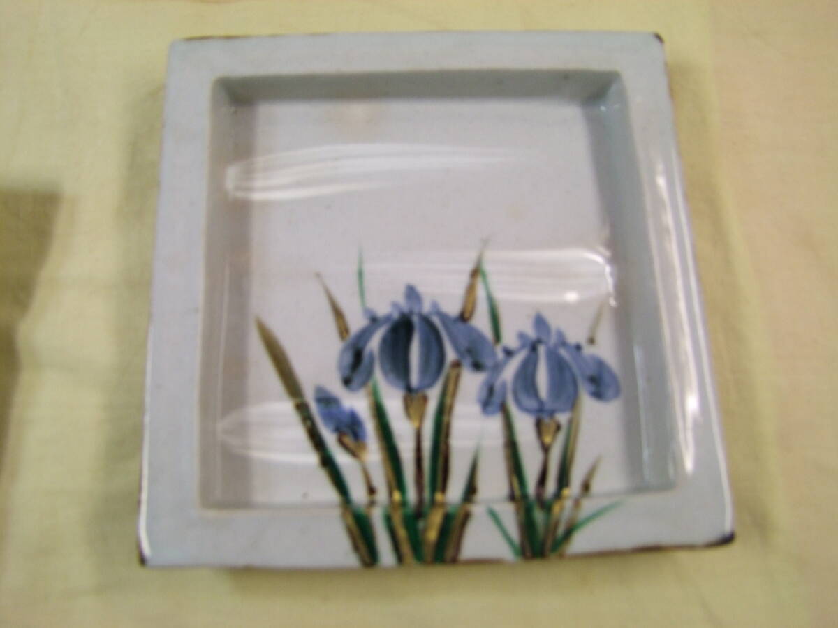 加藤卓男　幸兵衛窯　絵替　四方皿　２箱（４種・４枚）金彩　_画像6