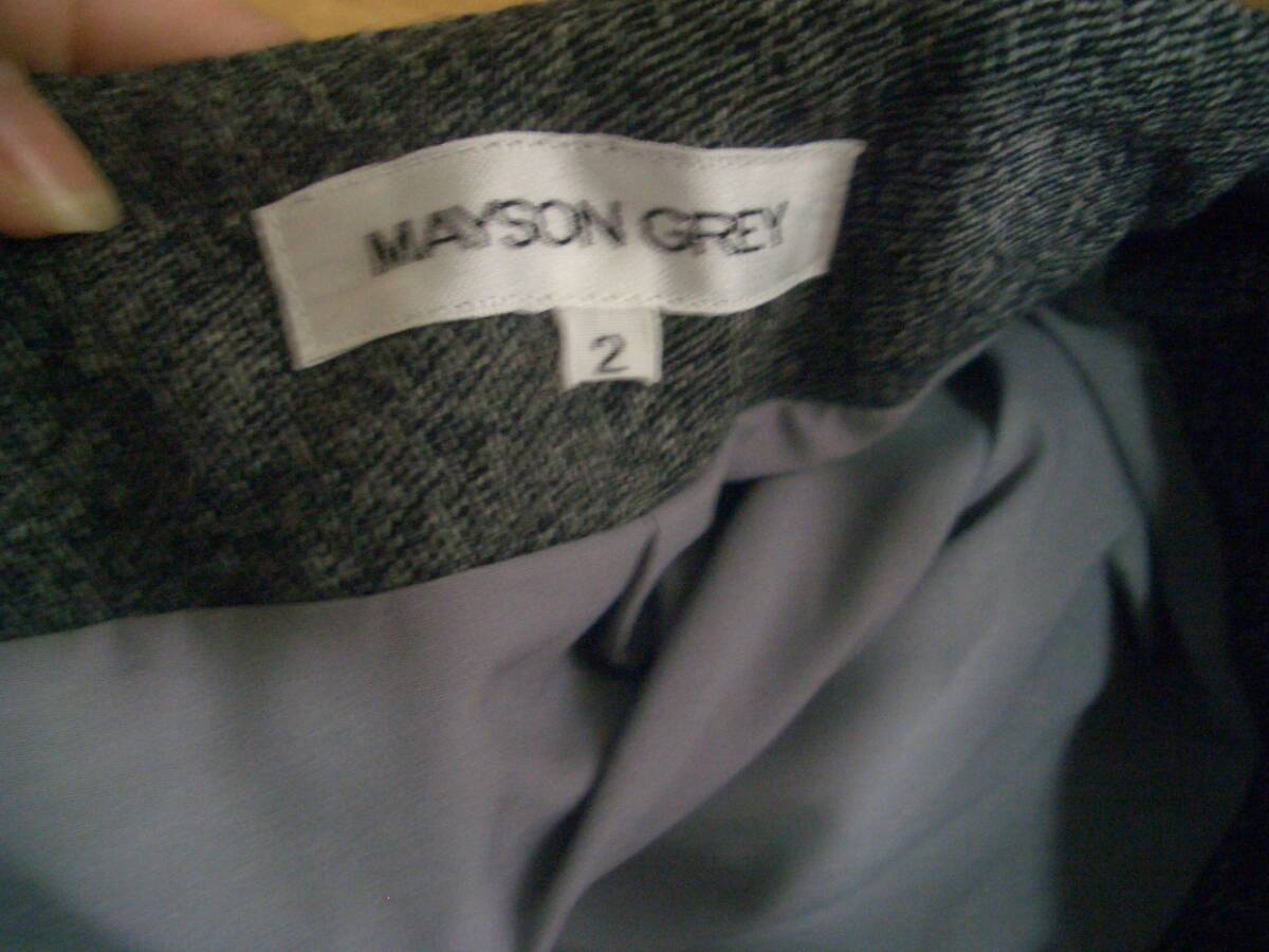 MAYSON GREYメインソングレイ*黒ウールツイード上品ふんわりタックヒザ下ミモレ丈フレアースカート美品*M_画像4