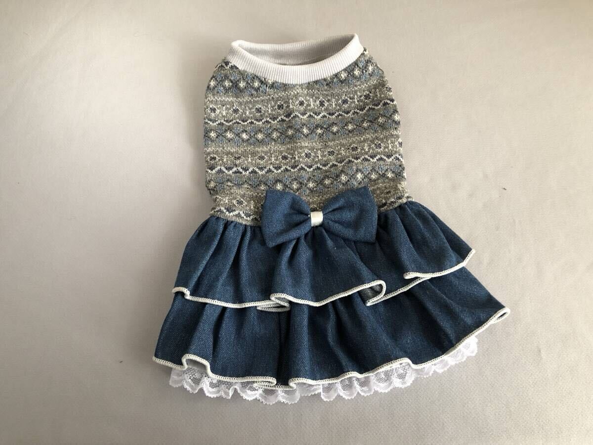 ◇胴38◇ジャガーニット◇デニムフリルスカートワンピ_画像2