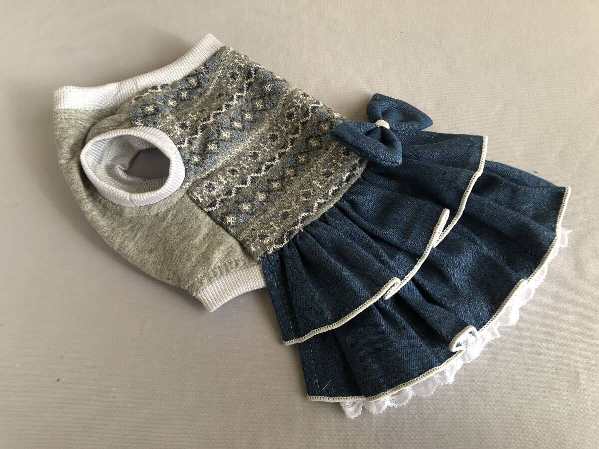 ◇胴38◇ジャガーニット◇デニムフリルスカートワンピ_画像3