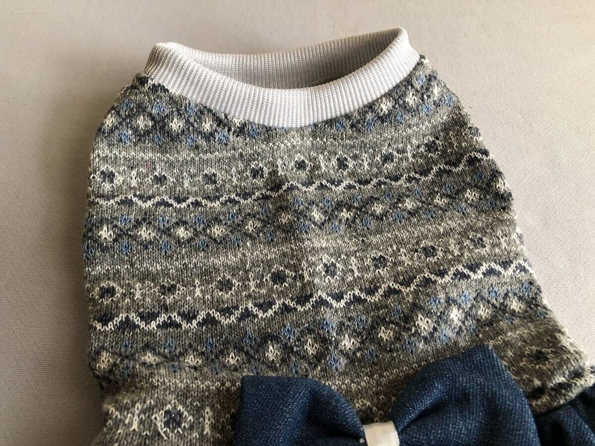 ◇胴38◇ジャガーニット◇デニムフリルスカートワンピ_画像4