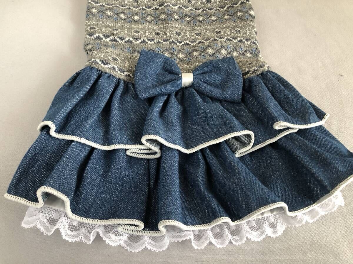 ◇胴38◇ジャガーニット◇デニムフリルスカートワンピ_画像5