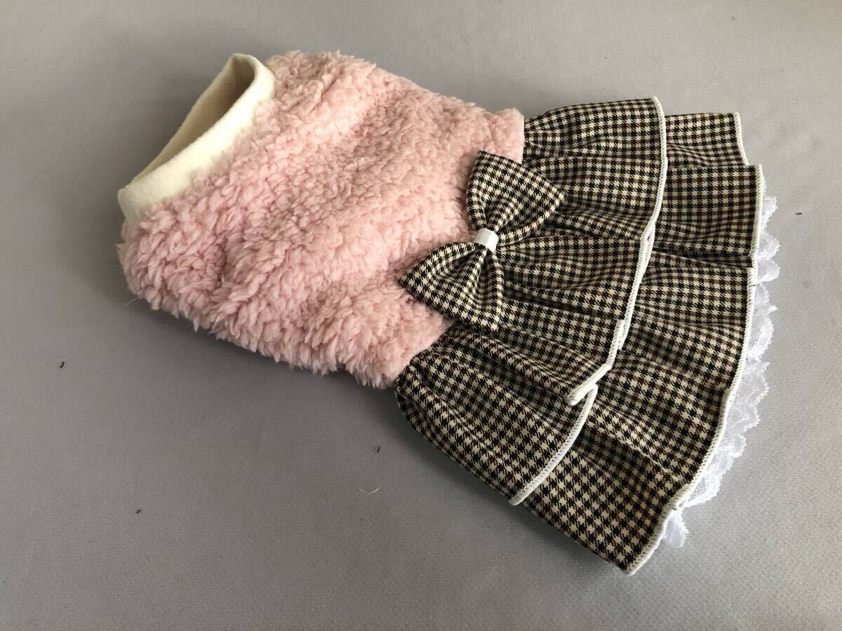 ◇胴38◇もこもこボア◇チェック柄フリルスカートワンピ_画像1