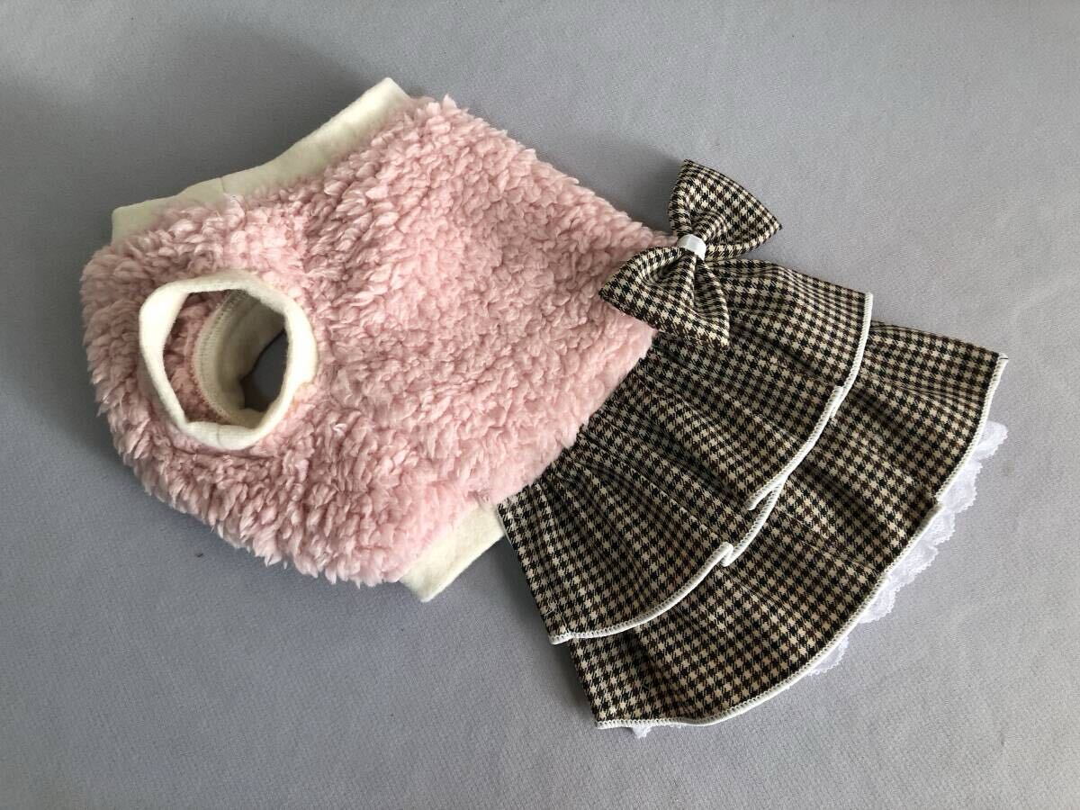 ◇胴38◇もこもこボア◇チェック柄フリルスカートワンピ_画像2