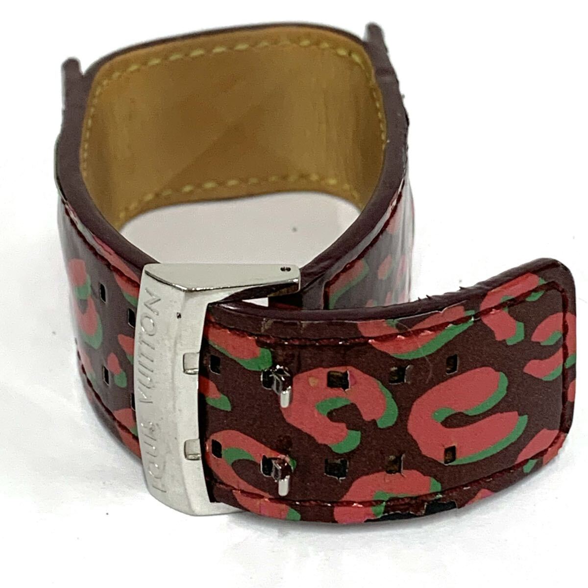 訳あり ルイ・ヴィトンタンブール レオパード柄レザー製替えストラップ LOUIS VUITTON ストラップ替え 一部パーツ欠損 現状品 カ4_画像1
