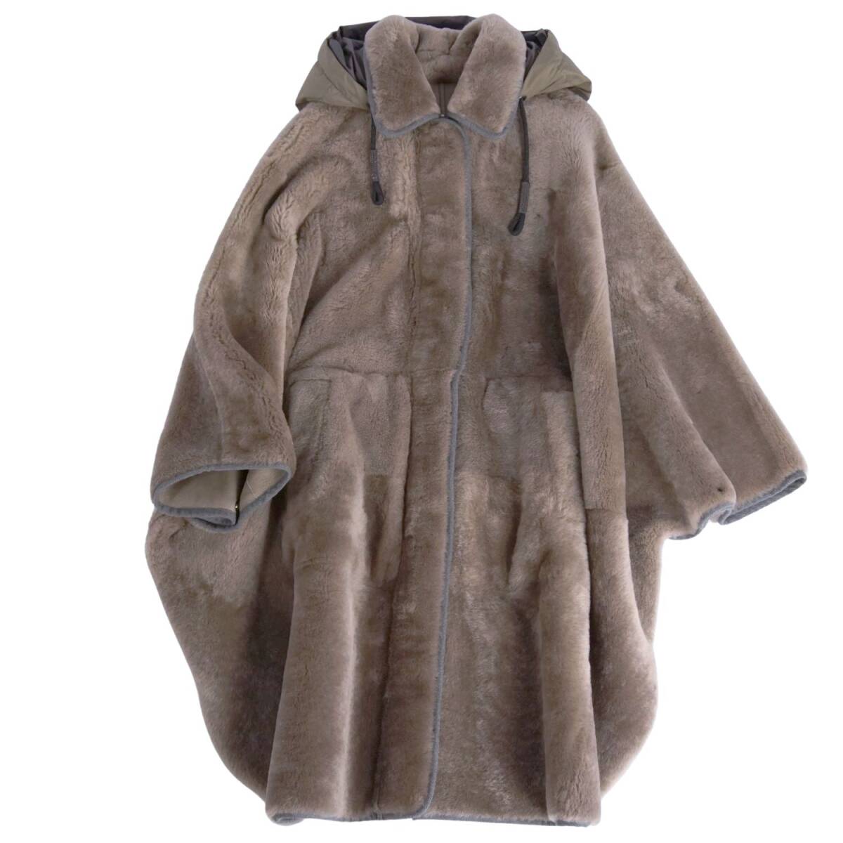  прекрасный товар Brunello Cucinelli BRUNELLO CUCINELLI длинное пальто двусторонний мутон пончо женский 40(M) серый juce11me-rm08e34331