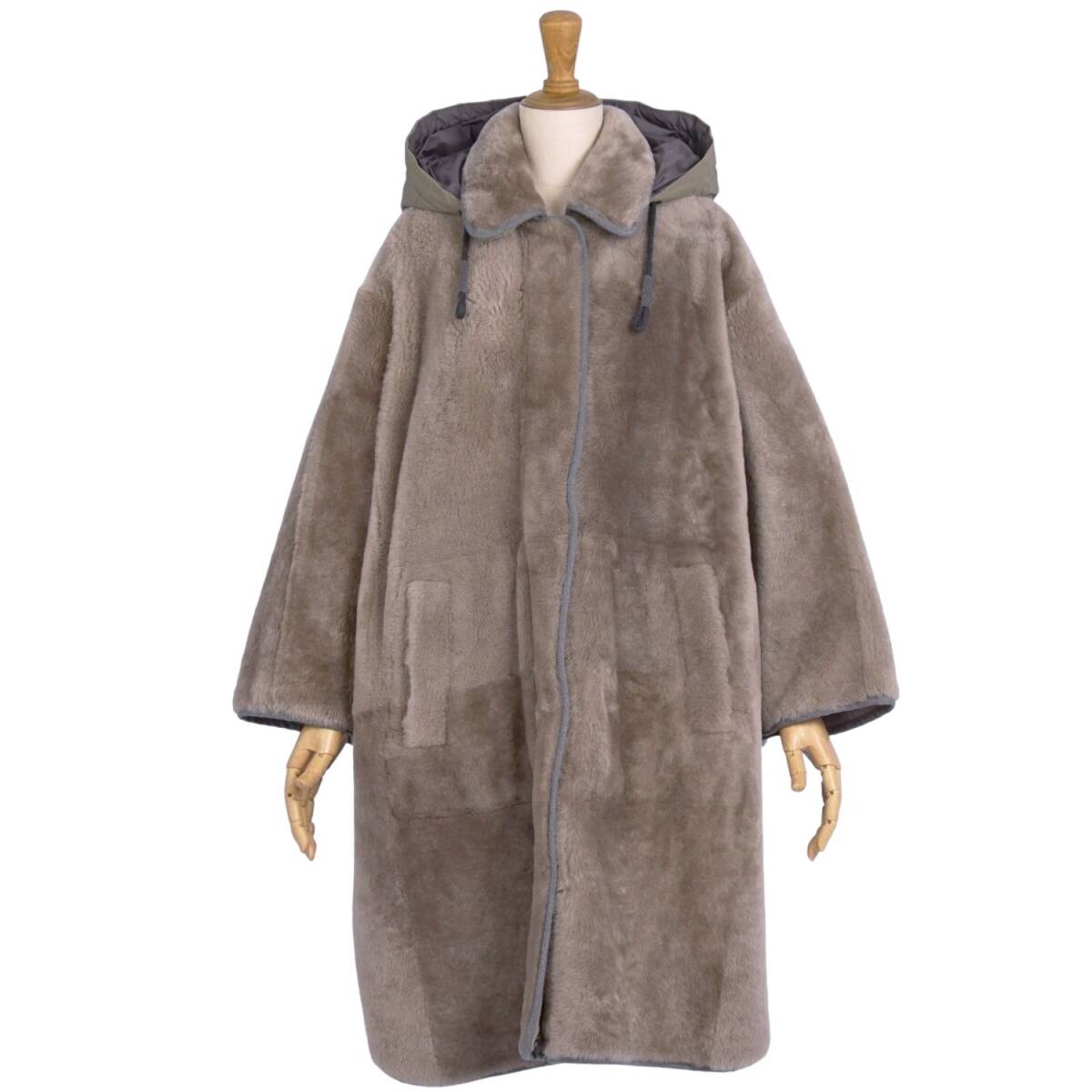  прекрасный товар Brunello Cucinelli BRUNELLO CUCINELLI длинное пальто двусторонний мутон пончо женский 40(M) серый juce11me-rm08e34331