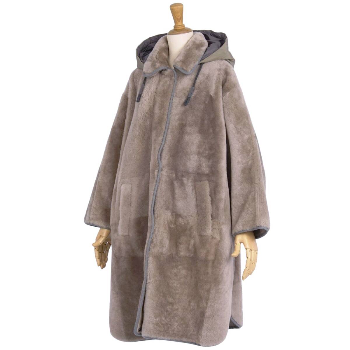  прекрасный товар Brunello Cucinelli BRUNELLO CUCINELLI длинное пальто двусторонний мутон пончо женский 40(M) серый juce11me-rm08e34331