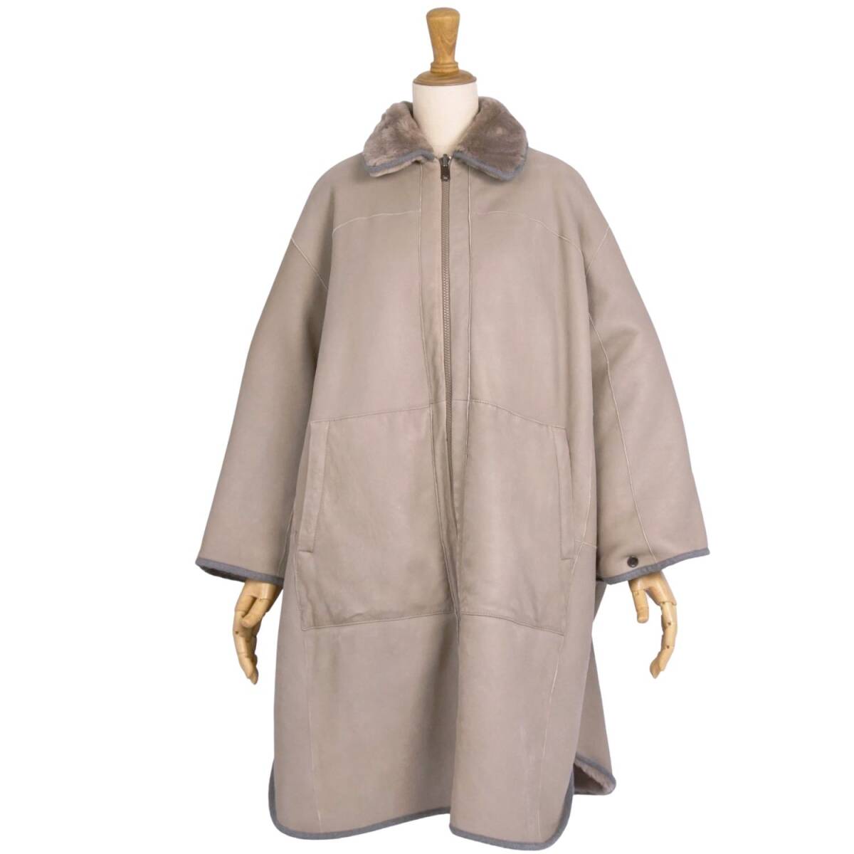  прекрасный товар Brunello Cucinelli BRUNELLO CUCINELLI длинное пальто двусторонний мутон пончо женский 40(M) серый juce11me-rm08e34331