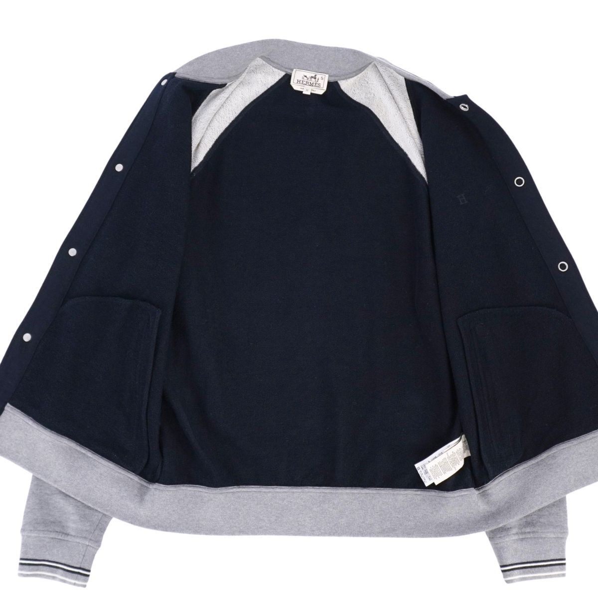 美品 エルメス HERMES テディ ジャケット ブルゾン 20SS スウェット セリエボタン アウター メンズ M グレー/ネイビー ce11ol-rm20e34584_画像5