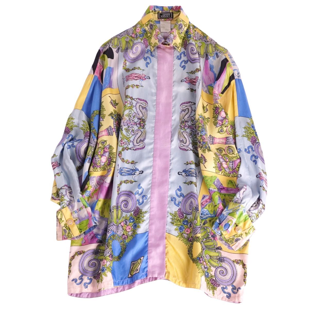 Vintage ジャンニヴェルサーチ GIANNI VERSACE シャツ ブラウス 長袖 総柄 シルク レディース 38(M) マルチカラー ce11ot-rm10e34598_画像1