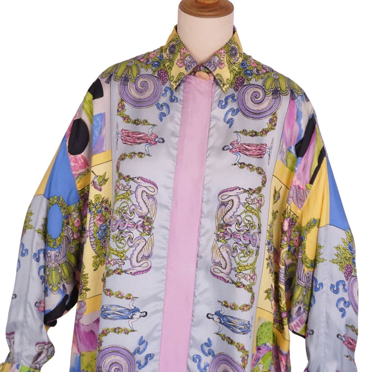 Vintage ジャンニヴェルサーチ GIANNI VERSACE シャツ ブラウス 長袖 総柄 シルク レディース 38(M) マルチカラー ce11ot-rm10e34598_画像3
