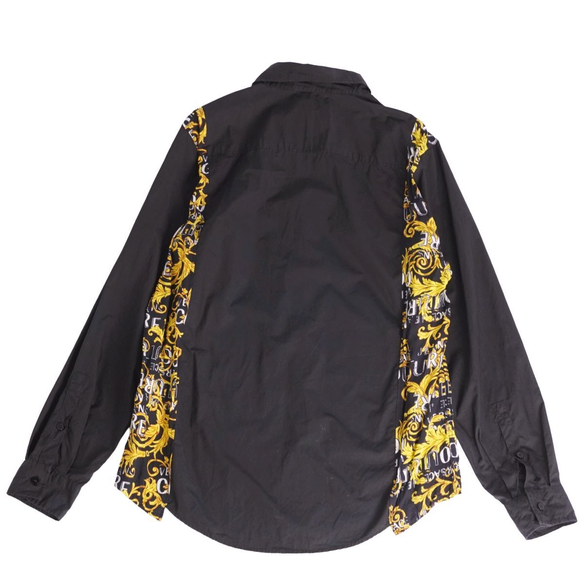 美品 ヴェルサーチ VERSACE JEANS COUTURE シャツ ロングスリーブ 長袖 総柄 コットン トップス メンズ M ブラック ce11do-rm20e34789_画像3
